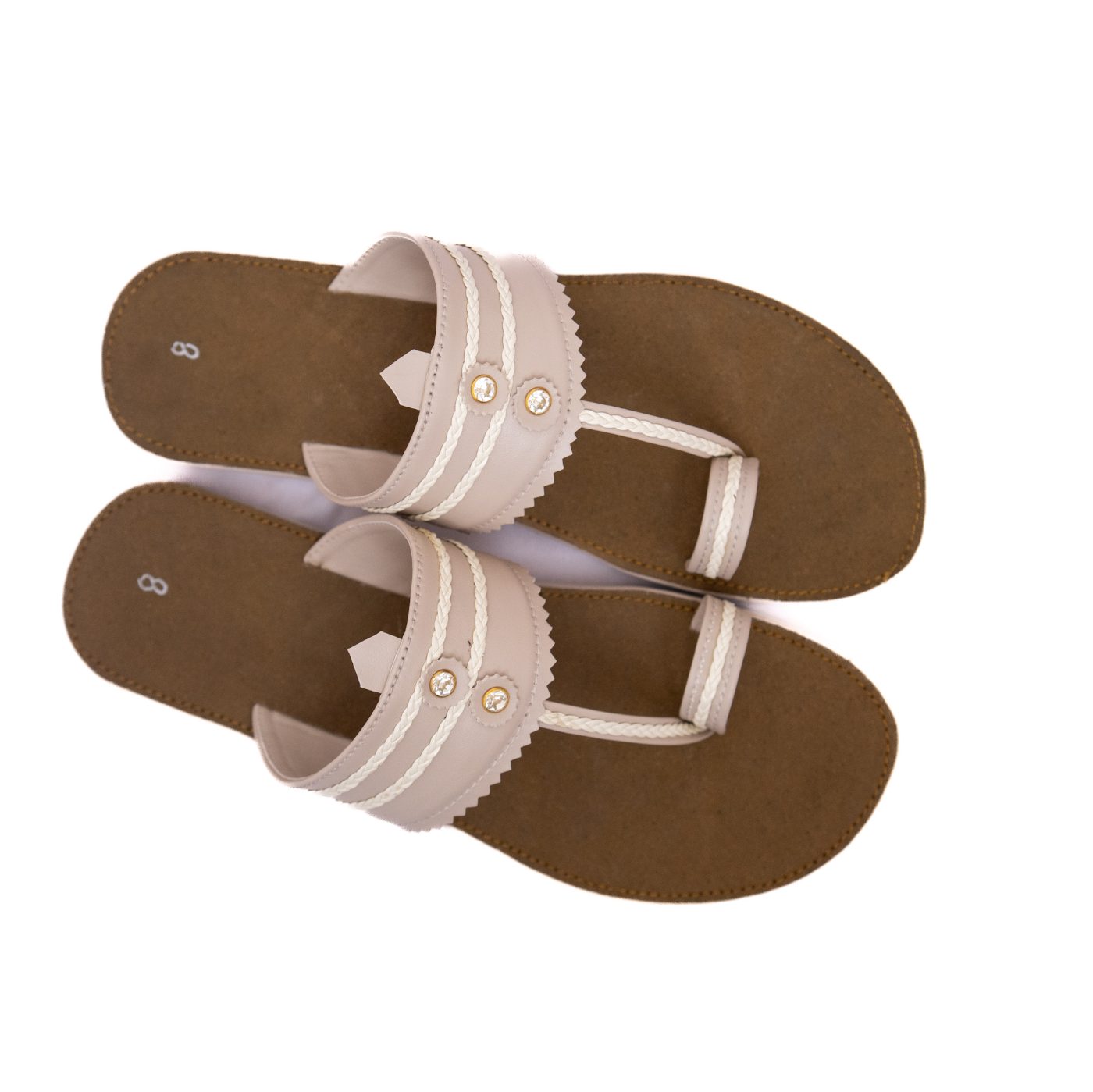 Designer Beige Ring Slippers for Women